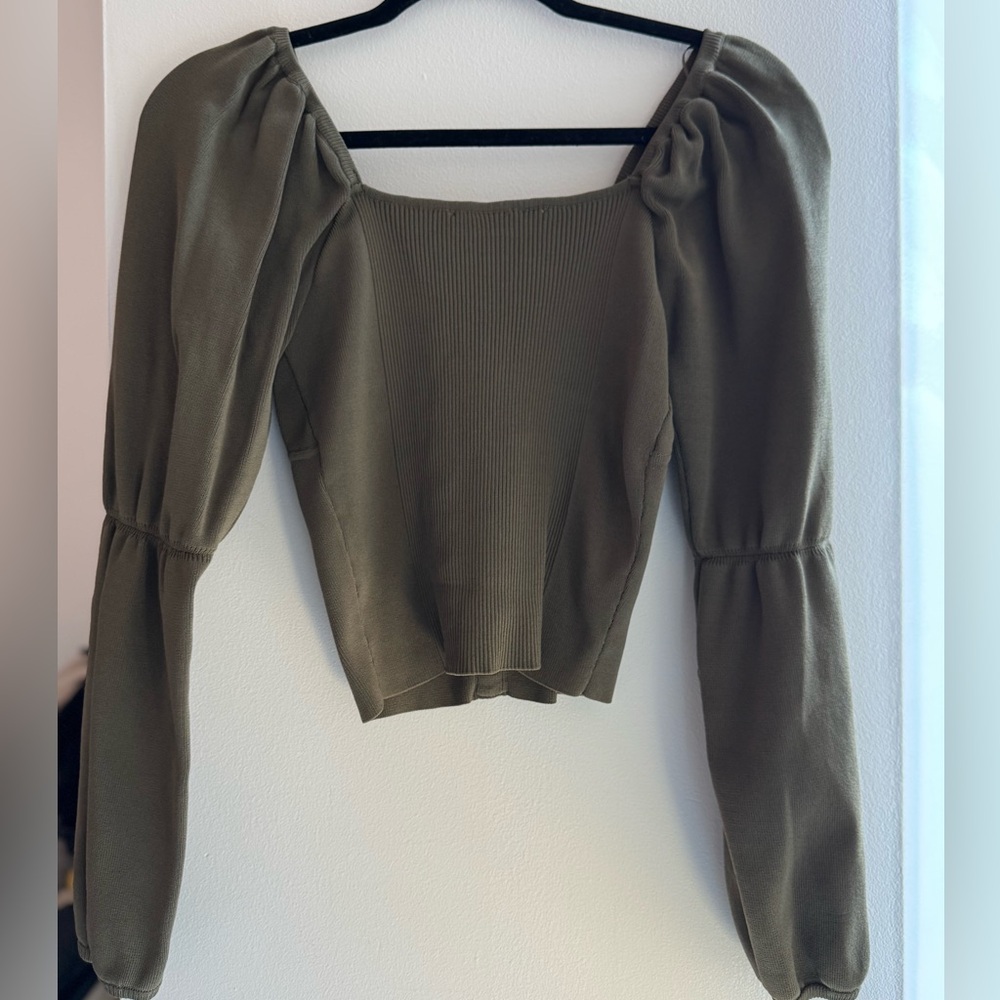 Olive Button-Down Blouse - image 2